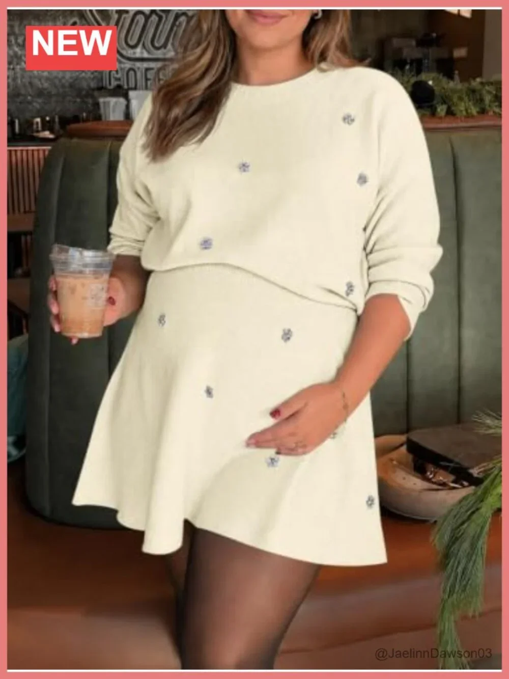 Womens 2 Piece Knit Sweater Skirt Set Long Sleeve Crew Neck Top Rhinestones Fall